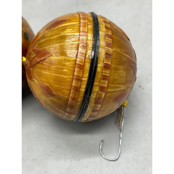 Christmas set of 2 trinket box bulb ornaments 2" brown red inside READ - Picture 2 of 6